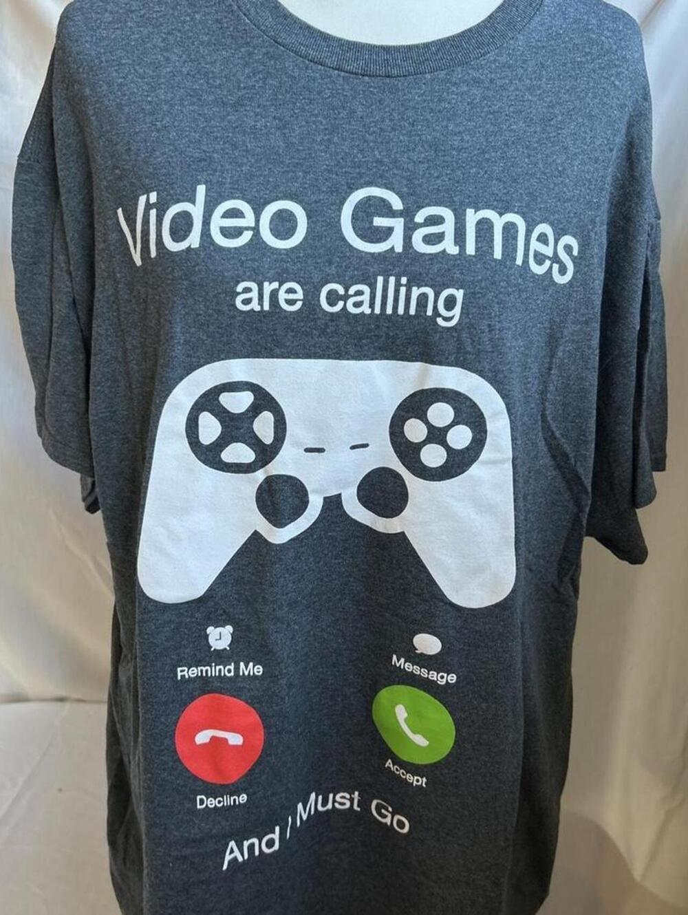 Adult Unisex Gamer Graphic Tee, Grey, Size XL